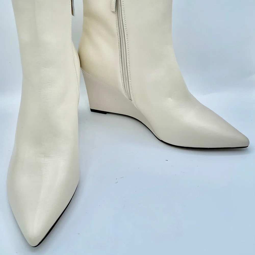 BN Sanctuary Cream Pacer Wedges Boots Size 9M